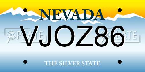 VJOZ86 Nevada License Plate