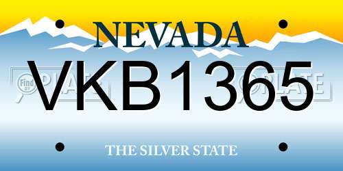 VKB1365 Nevada License Plate