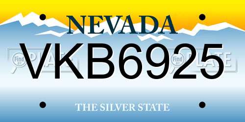 VKB6925 Nevada License Plate
