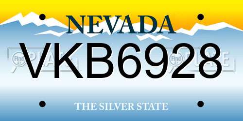 VKB6928 Nevada License Plate