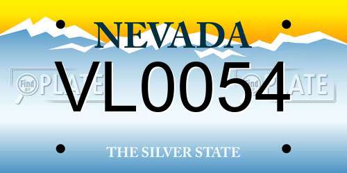 VL0054 Nevada License Plate