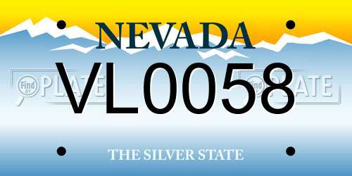 VL0058 Nevada License Plate