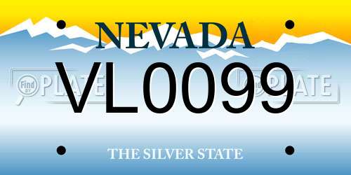 VL0099 Nevada License Plate