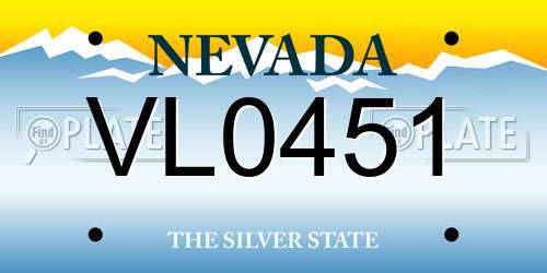 VL0451 Nevada License Plate