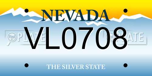 VL0708 Nevada License Plate