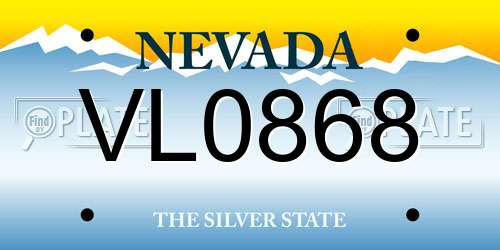 VL0868 Nevada License Plate