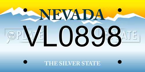 VL0898 Nevada License Plate