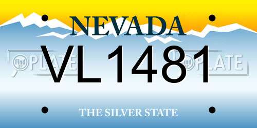 VL1481 Nevada License Plate