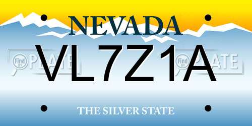 VL7Z1A Nevada License Plate