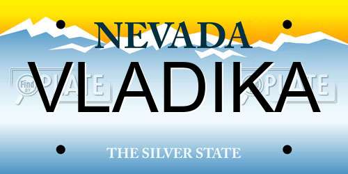 VLADIKA Nevada License Plate