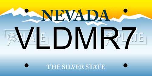 VLDMR7 Nevada License Plate