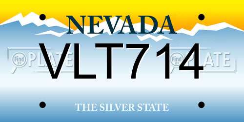 VLT714 Nevada License Plate