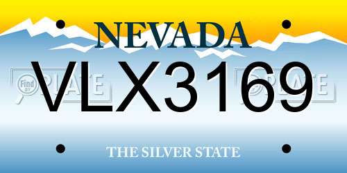 VLX3169 Nevada License Plate