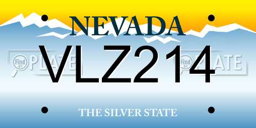 VLZ214 Nevada License Plate