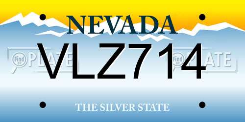VLZ714 Nevada License Plate