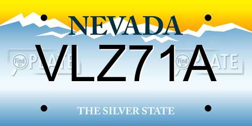 VLZ71A Nevada License Plate
