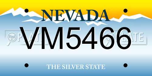 VM5466 Nevada License Plate