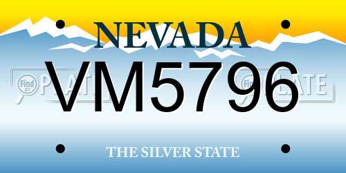 VM5796 Nevada License Plate