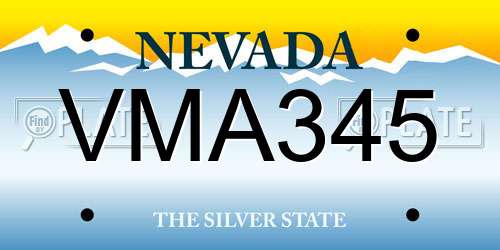 VMA345 Nevada License Plate