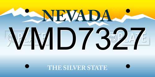 VMD7327 Nevada License Plate