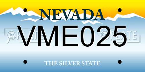 VME025 Nevada License Plate