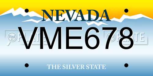 VME678 Nevada License Plate