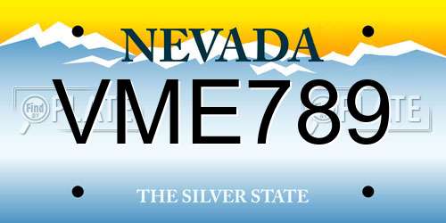 VME789 Nevada License Plate