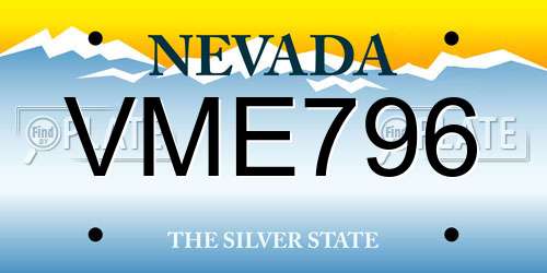 VME796 Nevada License Plate