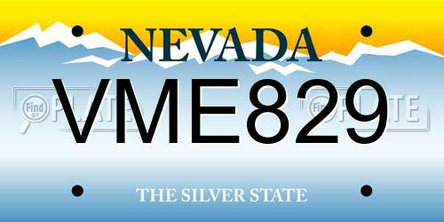 VME829 Nevada License Plate