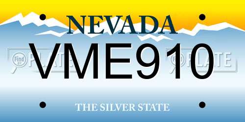 VME910 Nevada License Plate