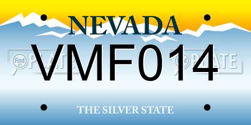 VMF014 Nevada License Plate