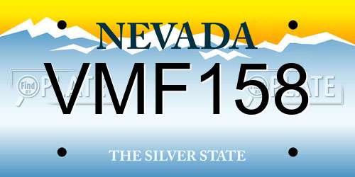 VMF158 Nevada License Plate