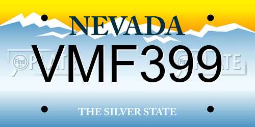 VMF399 Nevada License Plate