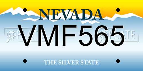 VMF565 Nevada License Plate