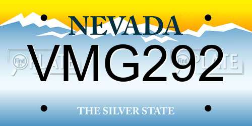 VMG292 Nevada License Plate