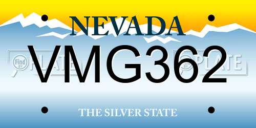 VMG362 Nevada License Plate