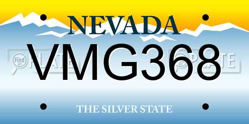 VMG368 Nevada License Plate