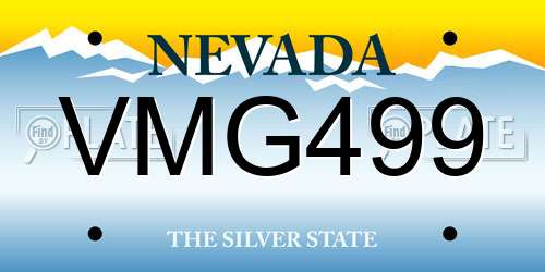 VMG499 Nevada License Plate