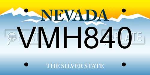 VMH840 Nevada License Plate