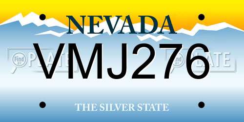VMJ276 Nevada License Plate