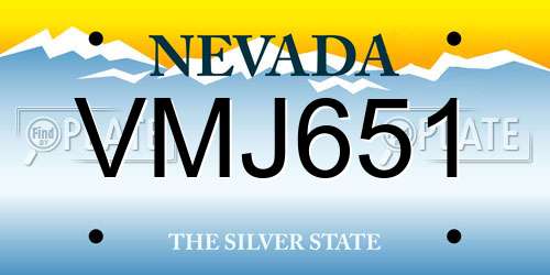 VMJ651 Nevada License Plate
