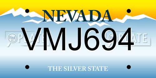 VMJ694 Nevada License Plate
