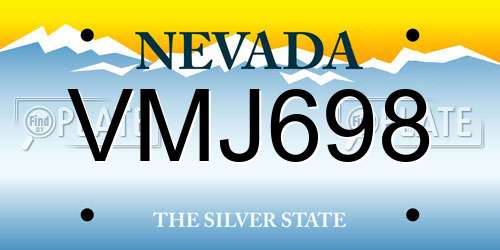 VMJ698 Nevada License Plate