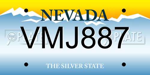 VMJ887 Nevada License Plate
