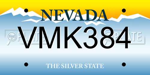 VMK384 Nevada License Plate