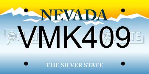 VMK409 Nevada License Plate