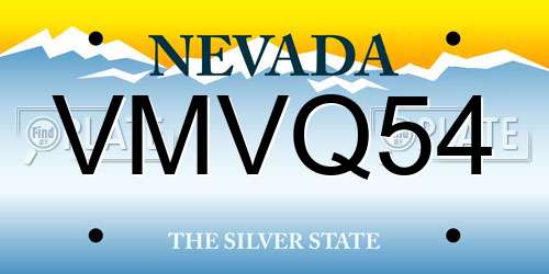 VMVQ54 Nevada License Plate