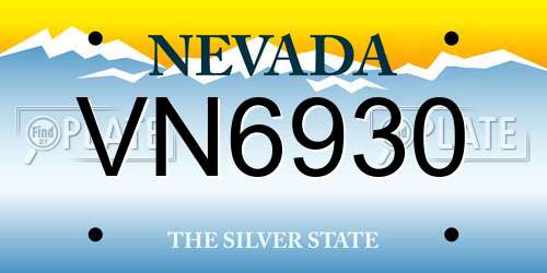 VN6930 Nevada License Plate