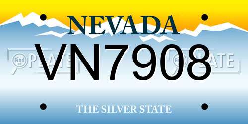 VN7908 Nevada License Plate
