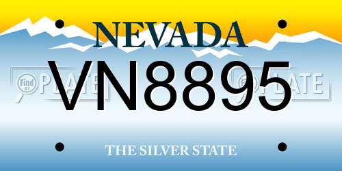 VN8895 Nevada License Plate